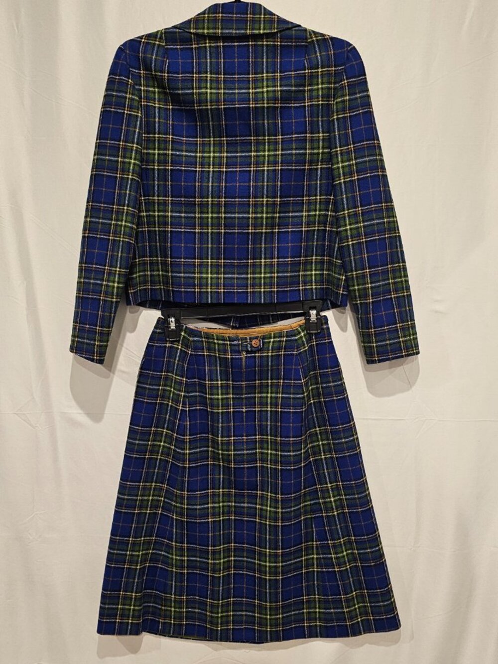 Vintage Pendleton Women's Wool Skirt Suit Size 12 Blue Green Tartan Plaid - Picture 2 of 14